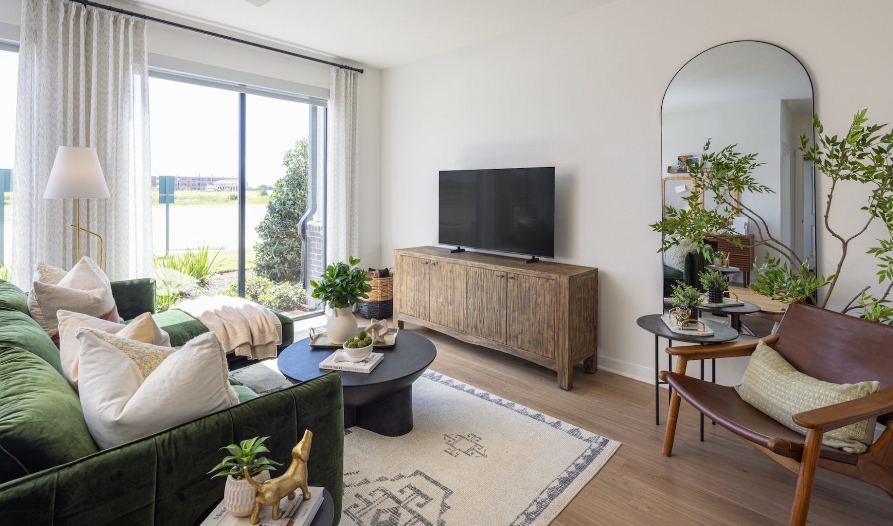 living room with a couch and coffee table